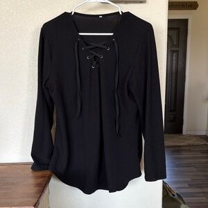 Black Lace-Up Women's Top